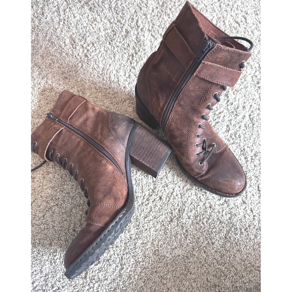 Børn Cass Suede Block Heel Brown Boho Bikercore Indie Sleaze Boots SZ 9